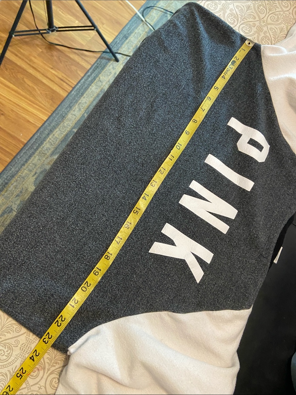3/$12 PINK Victoria's Secret Flannel Sweatshirt Black Gray Medium Long Sleeve - Picture 2 of 14